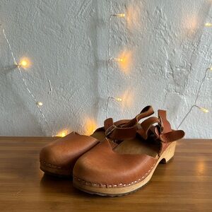 MIA Brown Leather Clogs